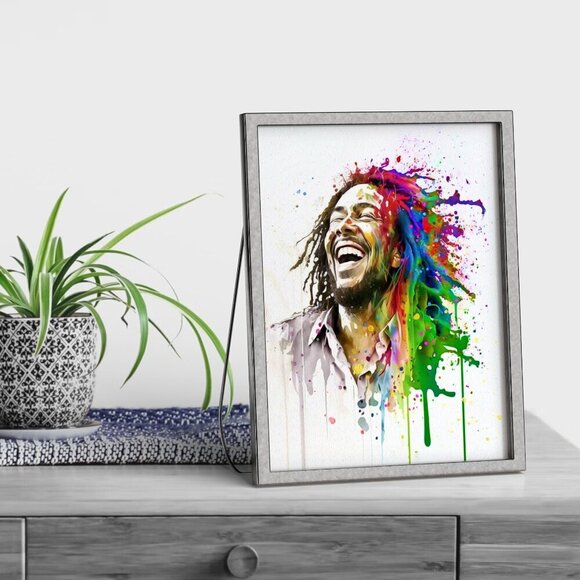 NobleCaptures Other - 4x6 Bob Marley‎ Colorful Fantasy Art Watercolor Oil Painting Wall Art Print